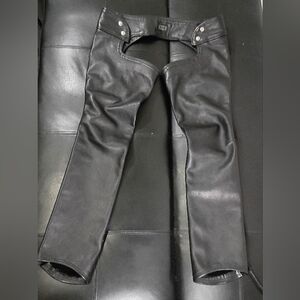 Vintage LEATHERMAKER Black Leather Chaps